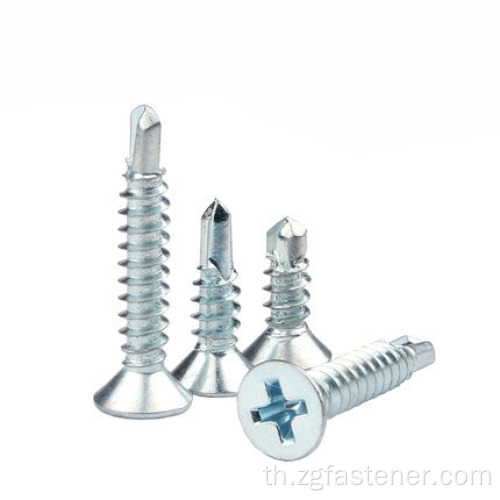 Blue White Zinc Cross Groove Countersunk หัวเจาะตัวเอง